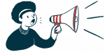 scleroderma and cancer | Scleroderma News | announcement illustration of woman using megaphone