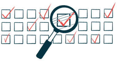 A large magnifying glass highlights one checked box on a survey.