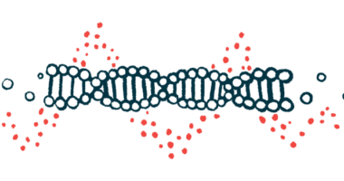 An illustration showing a stand of DNA in its double helix form.