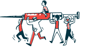 CoronaVac vaccine | Scleroderma News | illustration of patient being carried on giant vaccine syringe