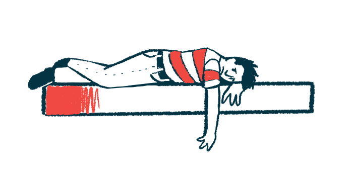 An illustration shows a person lying on a bench, possibly experiencing symptoms of depression.
