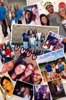 finding grace | Scleroderma News | A photo collage with 12 photos shows Amy with various friends and family members smiling and having fun in various activities