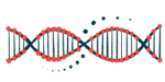 A length of a DNA strand's double helix is shown.