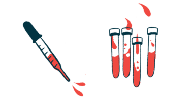 An illustration of vials and a dropper with blood.