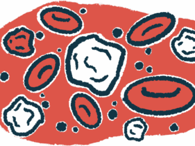 An illustration shows white blood cells among a group of red blood cells.