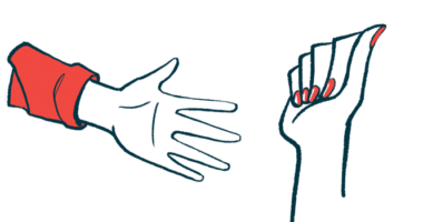 This illustration shows one person's hand reaching out to another's.