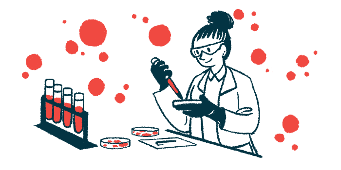 A scientist works with blood samples in a laboratory using petri dishes.