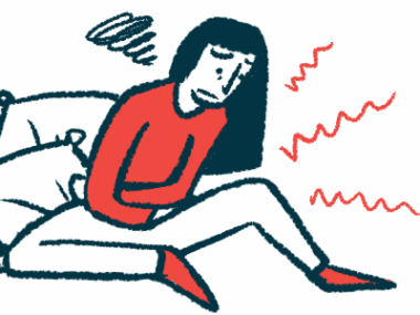 An illustration shows a person holding their abdomen in pain.