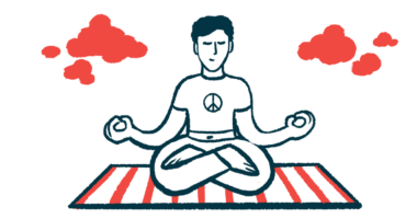 An illustration of a person doing lotus yoga pose.