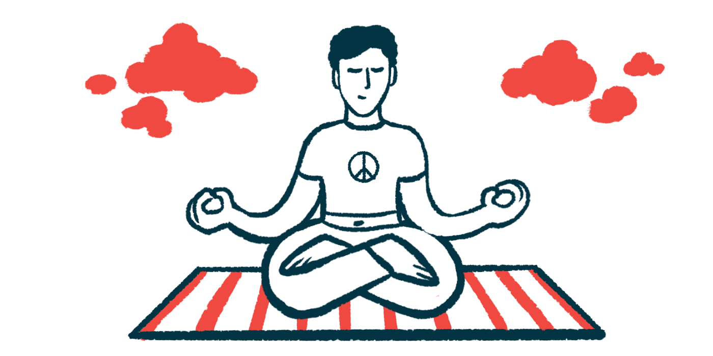 An illustration of a person doing lotus yoga pose.