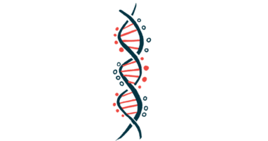 An illustration of DNA highlights its double-helix structure.