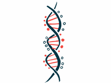 An illustration of DNA highlights its double-helix structure.