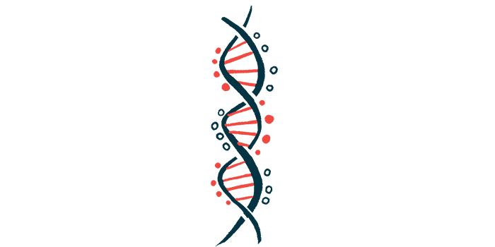 An illustration of DNA highlights its double-helix structure.