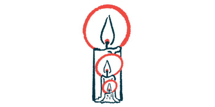 This illustration of a candle progressively burning down symbolizes mortality.